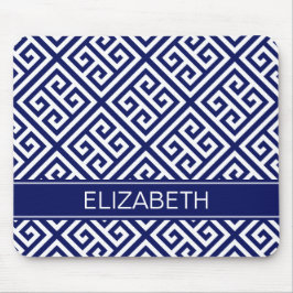 海軍重量Medのギリシャ人の鍵のDiag T海軍名前のモノグラム マウスパッド
