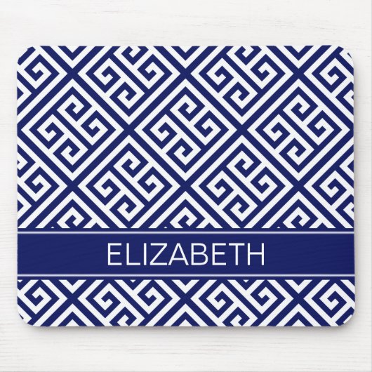 海軍重量Medのギリシャ人の鍵のDiag T海軍名前のモノグラム マウスパッド (正面)