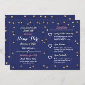 海軍金ゴールドのグリッターのブライダルシャワーの旅程の招待 プログラム (正面/裏面)