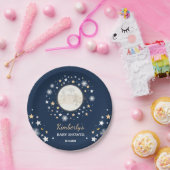 海軍金ゴールドの月及び星のベビーシャワーのきらめきの星 ペーパープレート (パーティー)