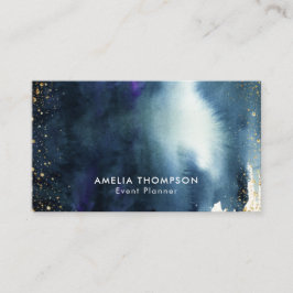 海軍金ゴールドの水彩画のグラデーションなモダン 名刺