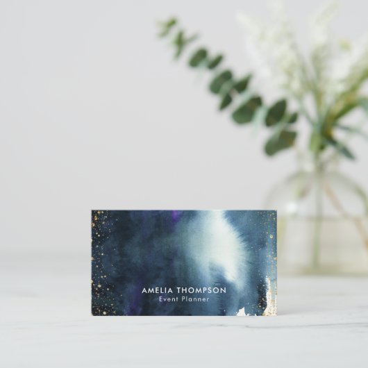 海軍金ゴールドの水彩画のグラデーションなモダン 名刺 (スタンド正面)