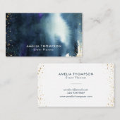 海軍金ゴールドの水彩画のグラデーションなモダン 名刺 (正面/裏面)