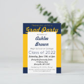 海軍金ゴールドはっきりした卒業パーティー インビテーションポストカード (スタンド正面)