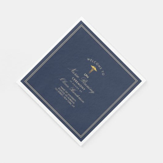 海軍金ゴールドエレガントナースピン留め式 スタンダードランチョンナプキン (角)