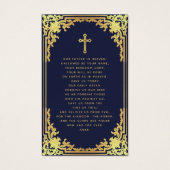 海軍金ゴールドエレガント葬儀記念祈りの言葉カード (裏面)