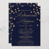 海軍金ゴールドグリッターリハーサル夕食招待状 招待状 (正面/裏面)
