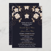 海軍金ゴールドグリッターリハーサル夕食招待状 招待状 (正面/裏面)