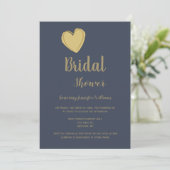 海軍金ゴールドハートブライダルシャワー招待状 招待状 (スタンド正面)