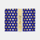 海軍金ゴールドホイルの水玉模様のダイヤモンド フリースブランケット (正面(横))