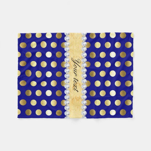 海軍金ゴールドホイルの水玉模様のダイヤモンド フリースブランケット (正面(横))