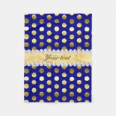 海軍金ゴールドホイルの水玉模様のダイヤモンド フリースブランケット (正面)