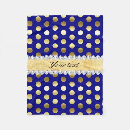 海軍金ゴールドホイルの水玉模様のダイヤモンド フリースブランケット (正面)