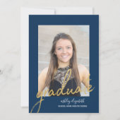 海軍金ゴールドモダン卒業写真の発表 招待状 (正面)