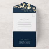 海軍金ゴールドユーカリ誓の更新 オールインワン招待状 (外側)