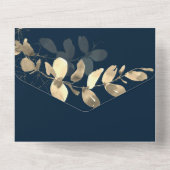 海軍金ゴールドユーカリ誓の更新 オールインワン招待状 (裏面)