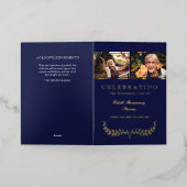 海軍金ゴールドリース祝の生活葬儀プログラム 箔グリーティングカード (外側レイダウン)