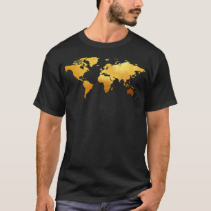 海軍金ゴールド世界地図 Tシャツ