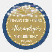 海軍金ゴールド感謝していメッセージカード用来誕生日 ラウンドシール (正面)