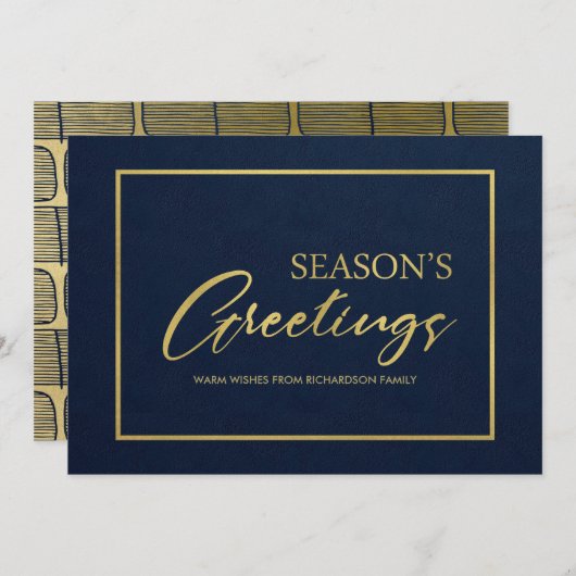 海軍金ゴールド書ミニマル字季節のごあいさつ シーズンカード (正面/裏面)