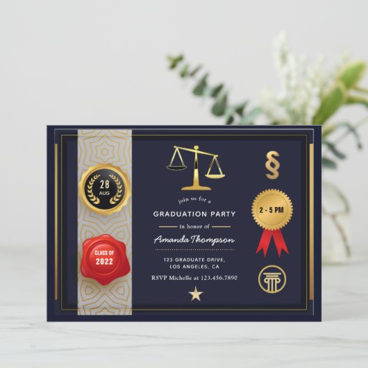 海軍金ゴールド法卒業党招待状 招待状 (スタンド正面)