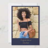 海軍金ゴールド祝スクリプト写真卒業パーティー 招待状 (裏面)