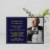 海軍金ゴールド祝生命2写真記念碑 箔招待状 (立ち正面)