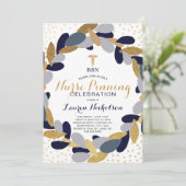 海軍金ゴールド紙吹雪ナースピンニング卒業パーティー 招待状 (スタンド正面)