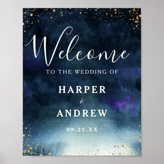 海軍金ゴールド結婚の歓迎サイン ポスター (正面)