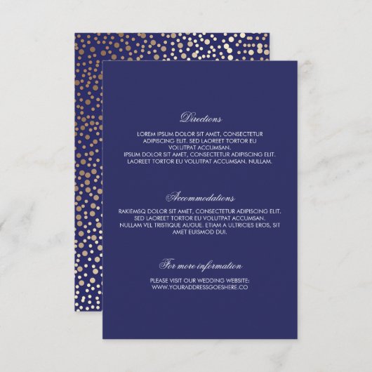 海軍金ゴールド結婚紙吹雪詳細 エンクロージャーカード (正面/裏面)