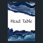 海軍銀アゲート結婚ト テーブルナンバー<br><div class="desc">ネイビーと銀フェイクグリッターアゲート石結婚石のテーブル番号カードはあなたのイベントの詳細にカスタマイズ可能。</div>