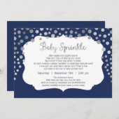 海軍銀製の点のベビーは招待状を振りかけます 招待状 (正面/裏面)