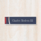 海軍銀製の赤い壁掛けの立方名札 サインプレート (正面)