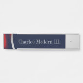 海軍銀製の赤い壁掛けの立方名札 サインプレート (正面)