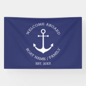 海軍錨 ネイビーブルー ようこそ カスタム 横断幕 (横)