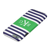 海軍青リンゴ色のストライプなモノグラム Case-Mate iPhoneケース (底)