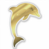 海軍風の金色のイルカ/クジラ シール (正面)