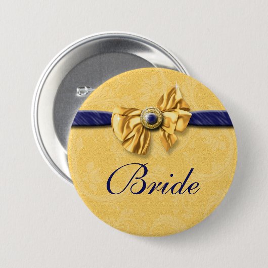 海軍黄色いブライダルパーティの結婚式 缶バッジ (正面&裏面)