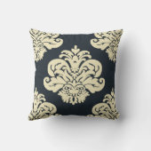 海軍黒いクリーム色のダマスク織 クッション (裏面)