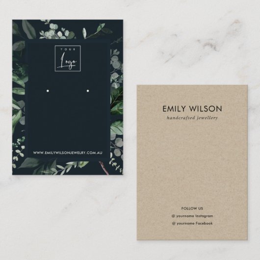 海軍黒い緑の動物相イヤリング表示ロゴ 名刺 (正面/裏面)