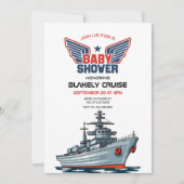 海軍 ネイビー 軍 赤ちゃん歓迎会 招待状 (正面)