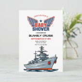 海軍 ネイビー 軍 赤ちゃん歓迎会 招待状 (スタンド正面)