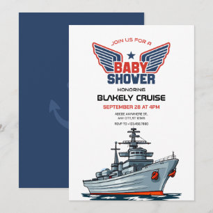 海軍 ネイビー 軍 赤ちゃん歓迎会 招待状