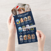 海軍 年間総決算 マルチ フォト コラージュ クリスマス オールインワン招待状 (貼ってはがせる)