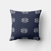 海軍、白、円形浮彫りは装飾用クッションを設計しました クッション (裏面)