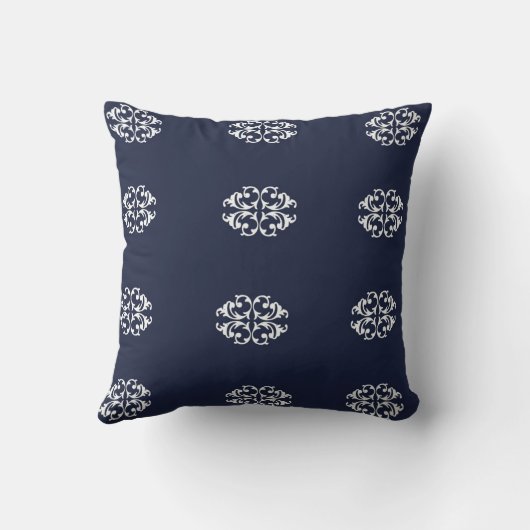 海軍、白、円形浮彫りは装飾用クッションを設計しました クッション (裏面)