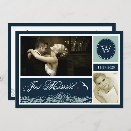 海軍 結婚しました 海事 結婚 写真 カード (正面/裏面)