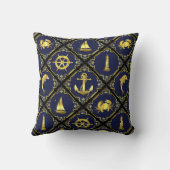 海軍/航海の金ゴールド/イルカ/帆船/いかり/カニth クッション (裏面)