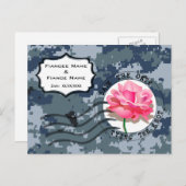 海軍(USN) 結婚式予定日 & ローズ 案内ポストカード (正面/裏面)