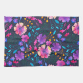 海軍Fluroの花の植物の台所ふきん キッチンタオル (横)